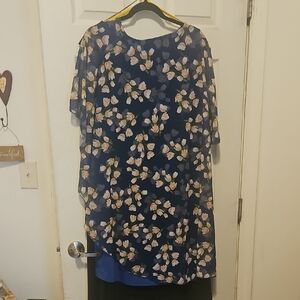 Floral Blue Sheer Dress